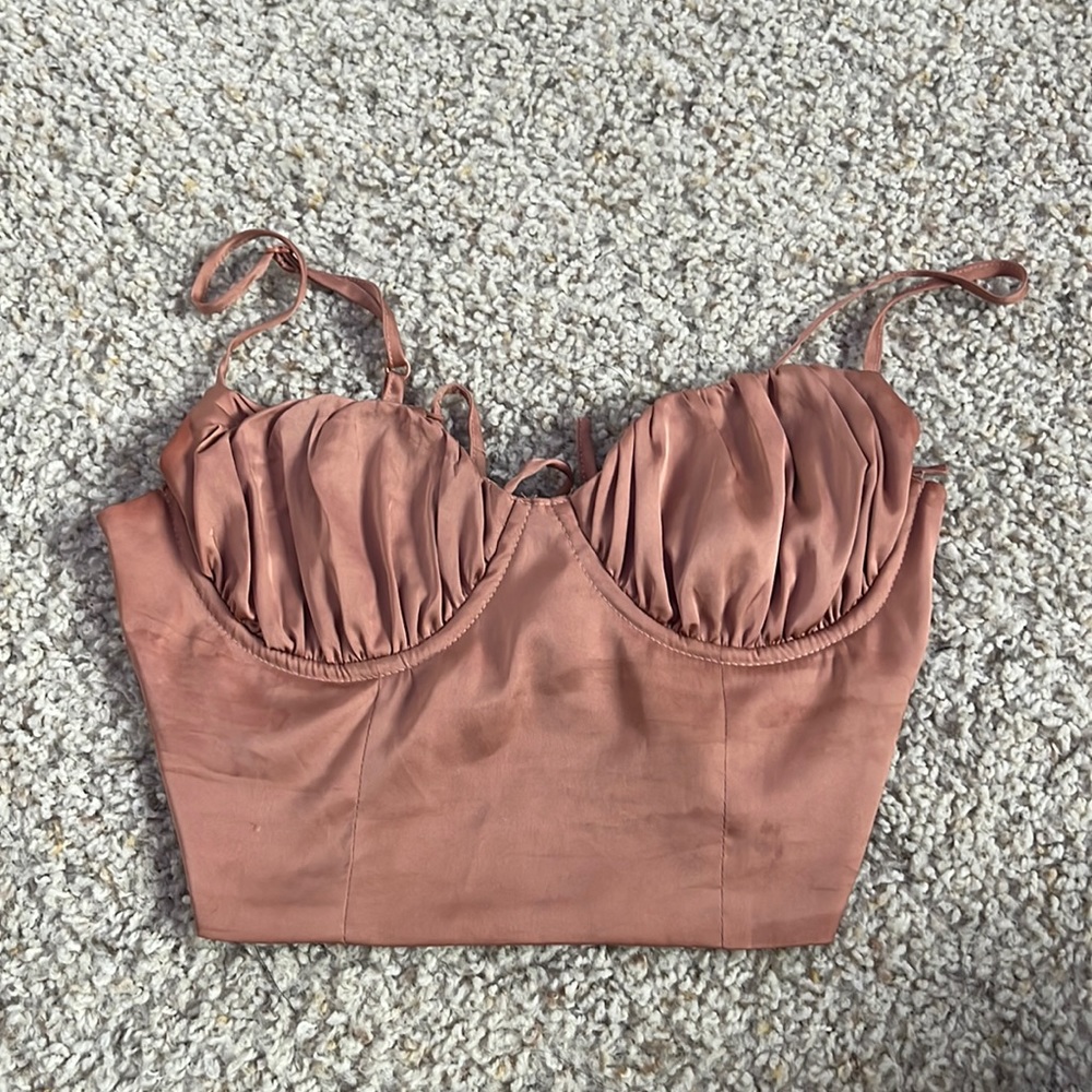 Shein Silk Lace up Top